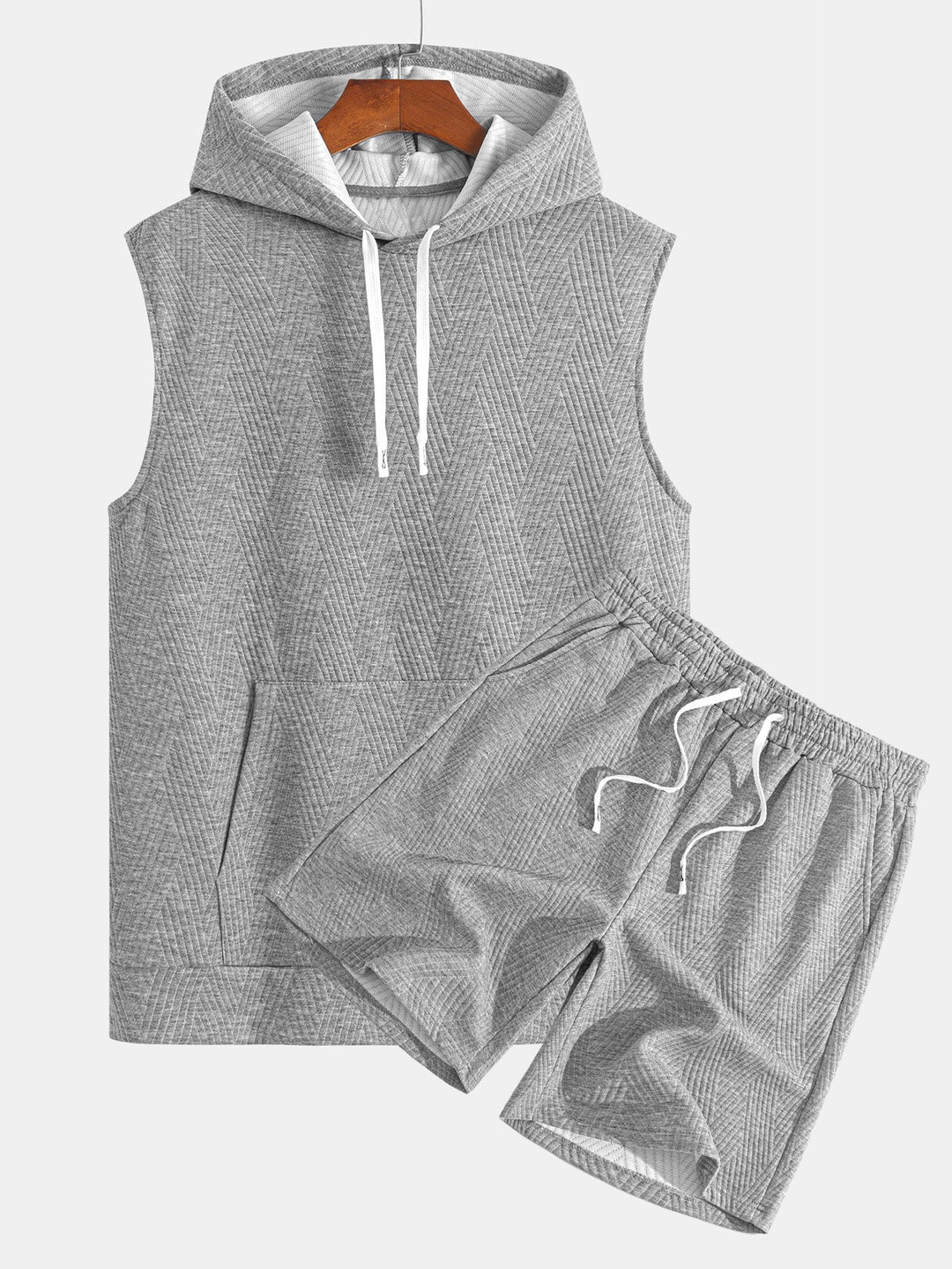 Sweat à capuche sans manches en jacquard rayé <tc>T-Shirt</tc> & Shorts