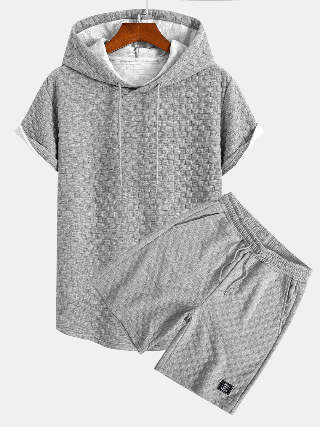 Sweat à capuche à ourlet en jacquard à damier <tc>T-Shirt</tc> & Jacquard à damier <tc>S</tc>horts