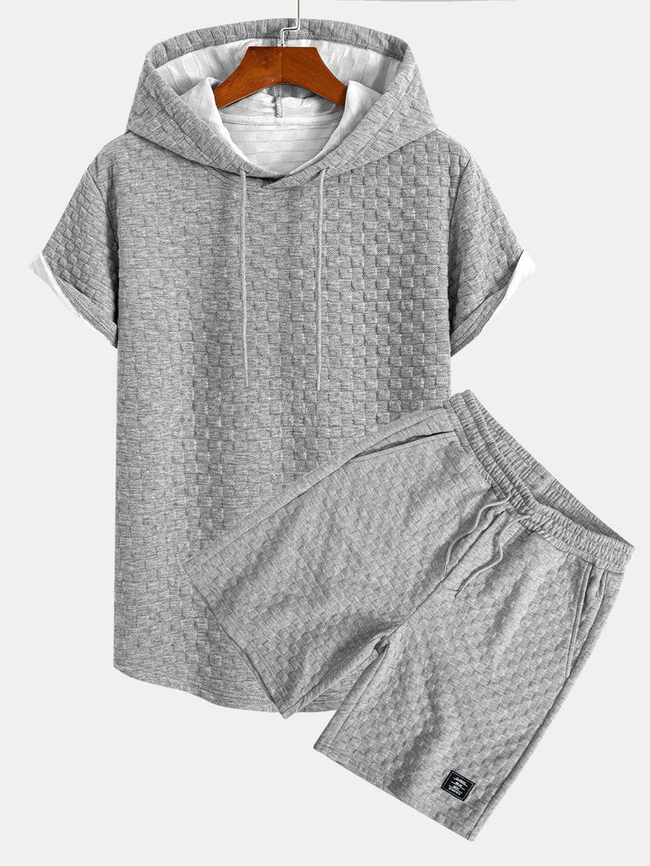 Sweat à capuche à ourlet en jacquard à damier <tc>T-Shirt</tc> & Jacquard à damier <tc>S</tc>horts