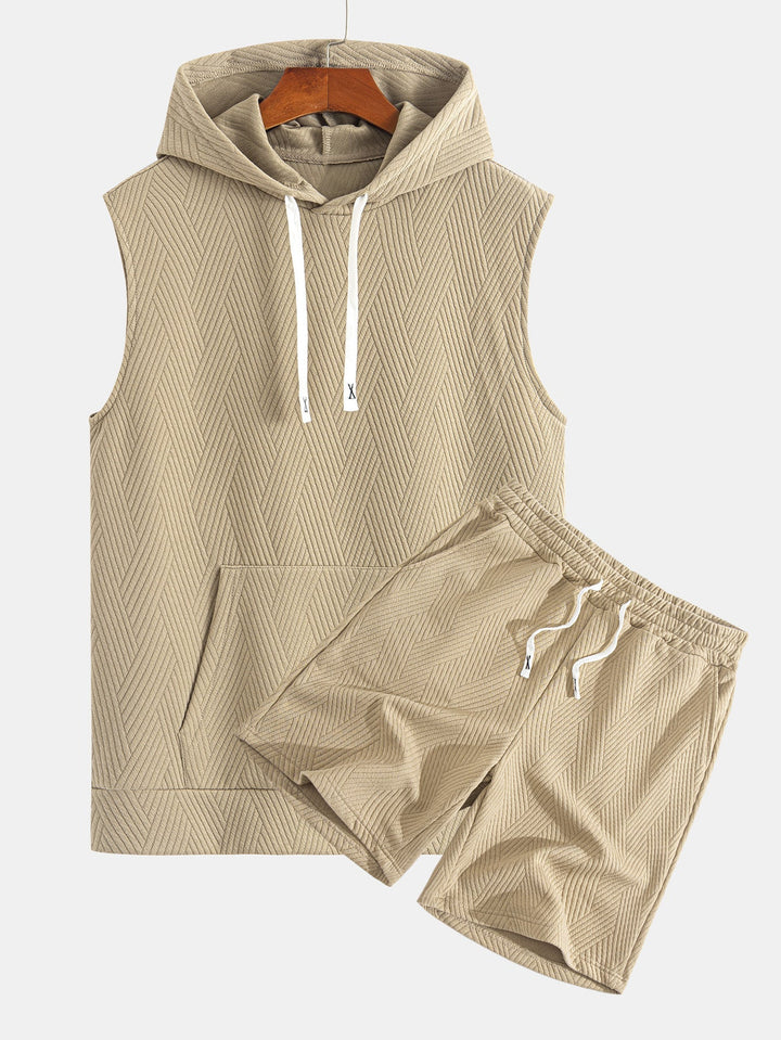 Sweat à capuche sans manches en jacquard rayé <tc>T-Shirt</tc> & Shorts