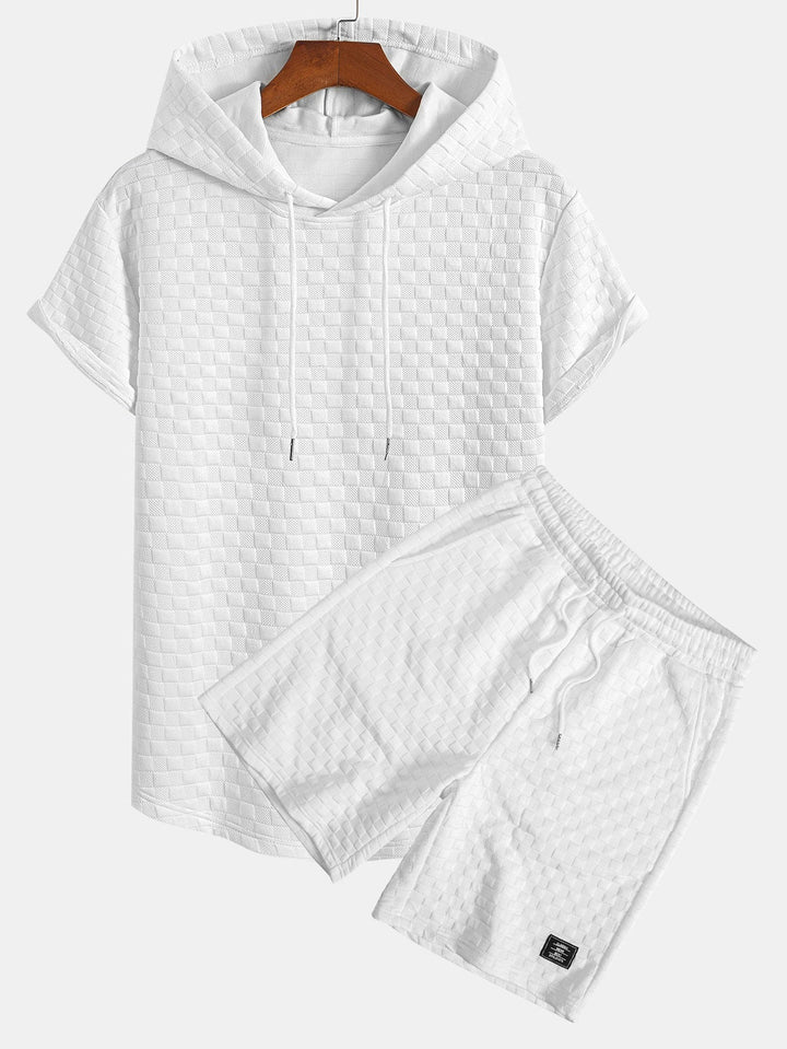 Sweat à capuche à ourlet en jacquard à damier <tc>T-Shirt</tc> & Jacquard à damier <tc>S</tc>horts