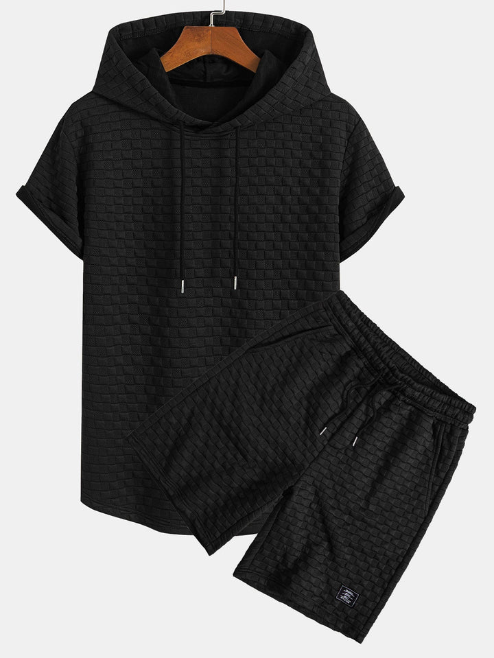 Sweat à capuche à ourlet en jacquard à damier <tc>T-Shirt</tc> & Jacquard à damier <tc>S</tc>horts